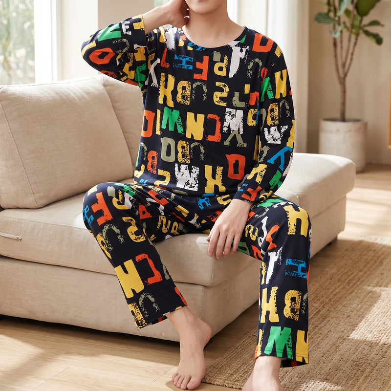 Printed Long Sleeve Pyjama Set - Brent