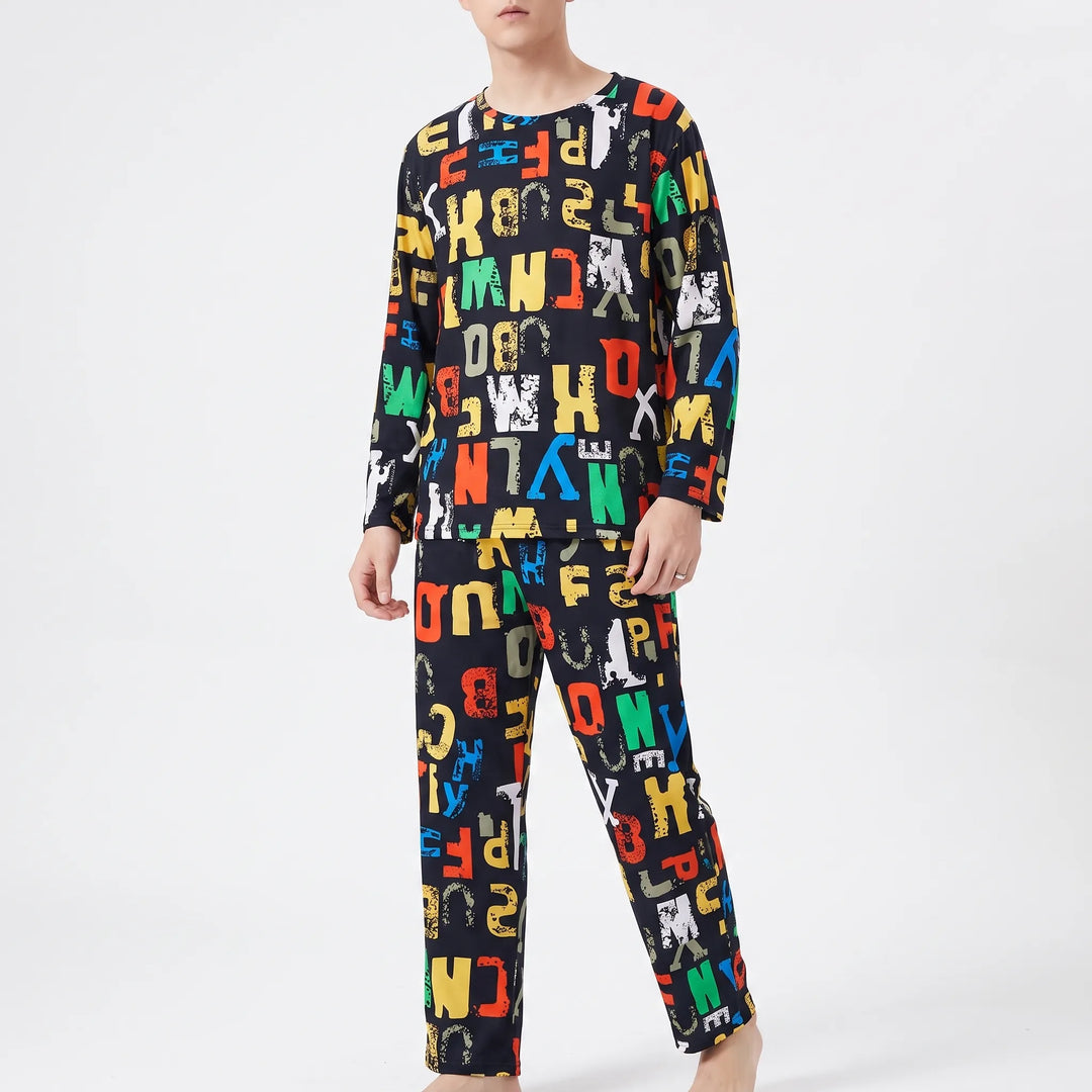 Printed Long Sleeve Pyjama Set - Brent