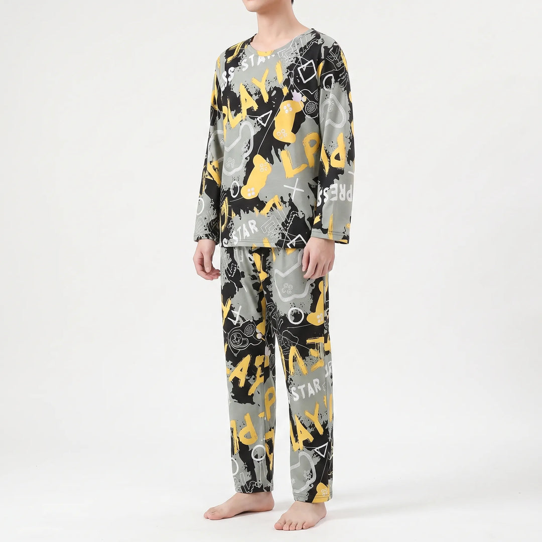 Printed Long Sleeve Pyjama Set - Brent