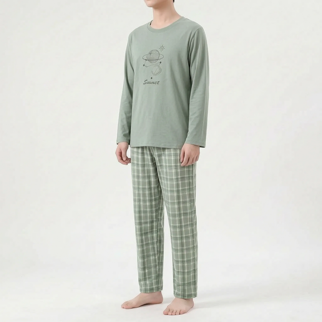 Printed Long Sleeve Pyjama Set - Brent