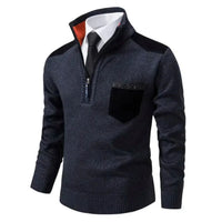 Men's pullover with edge zipper neck and long sleeves – Cedric
