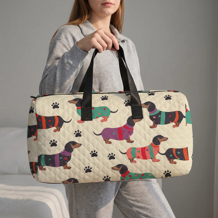 Quilted Printed Travel Duffle Bag - Doxara