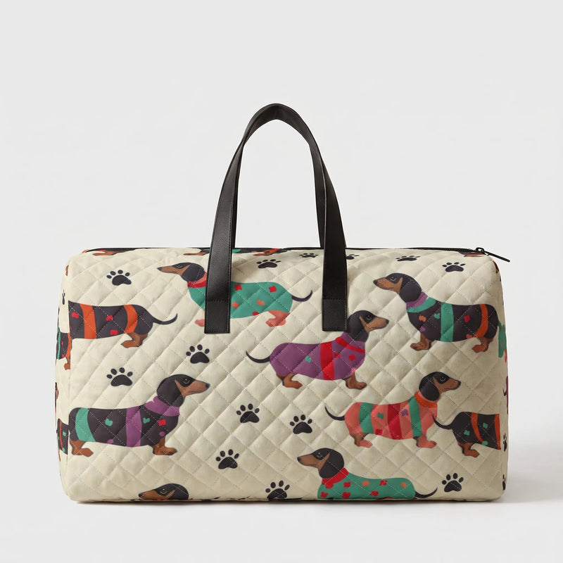 Quilted Printed Travel Duffle Bag - Doxara