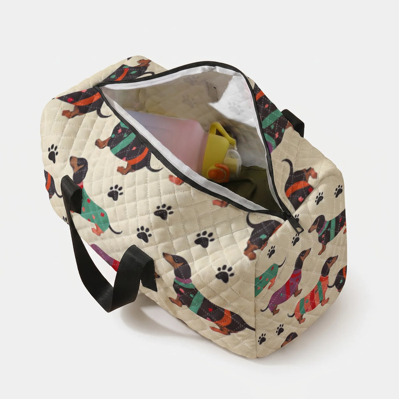 Quilted Printed Travel Duffle Bag - Doxara