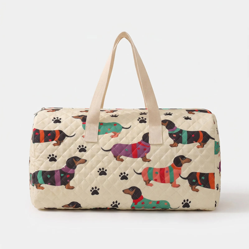 Quilted Printed Travel Duffle Bag - Doxara