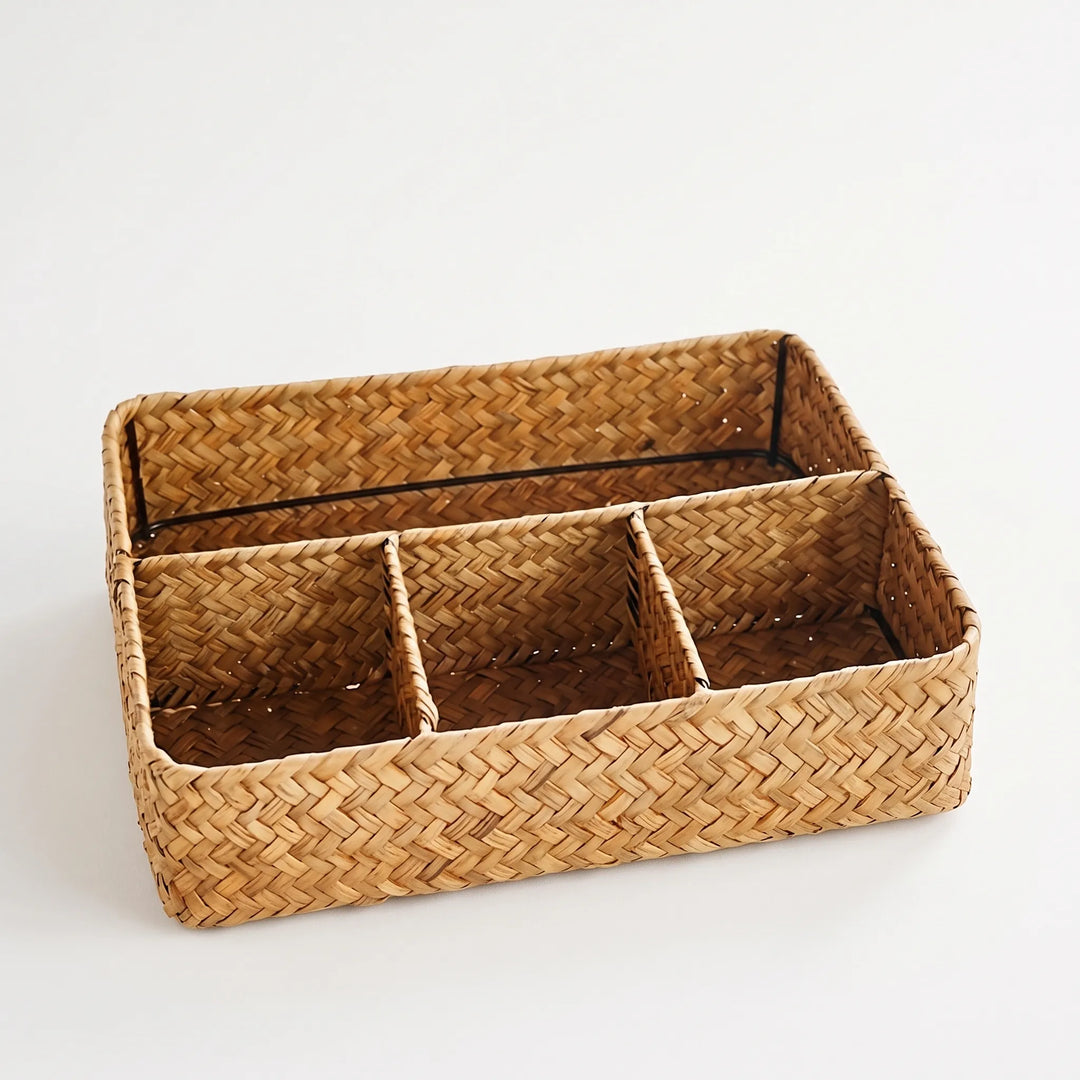 Rectangular Four-Compartment Storage Basket - Tydebox