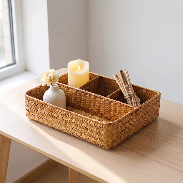 Rectangular Four-Compartment Storage Basket - Tydebox