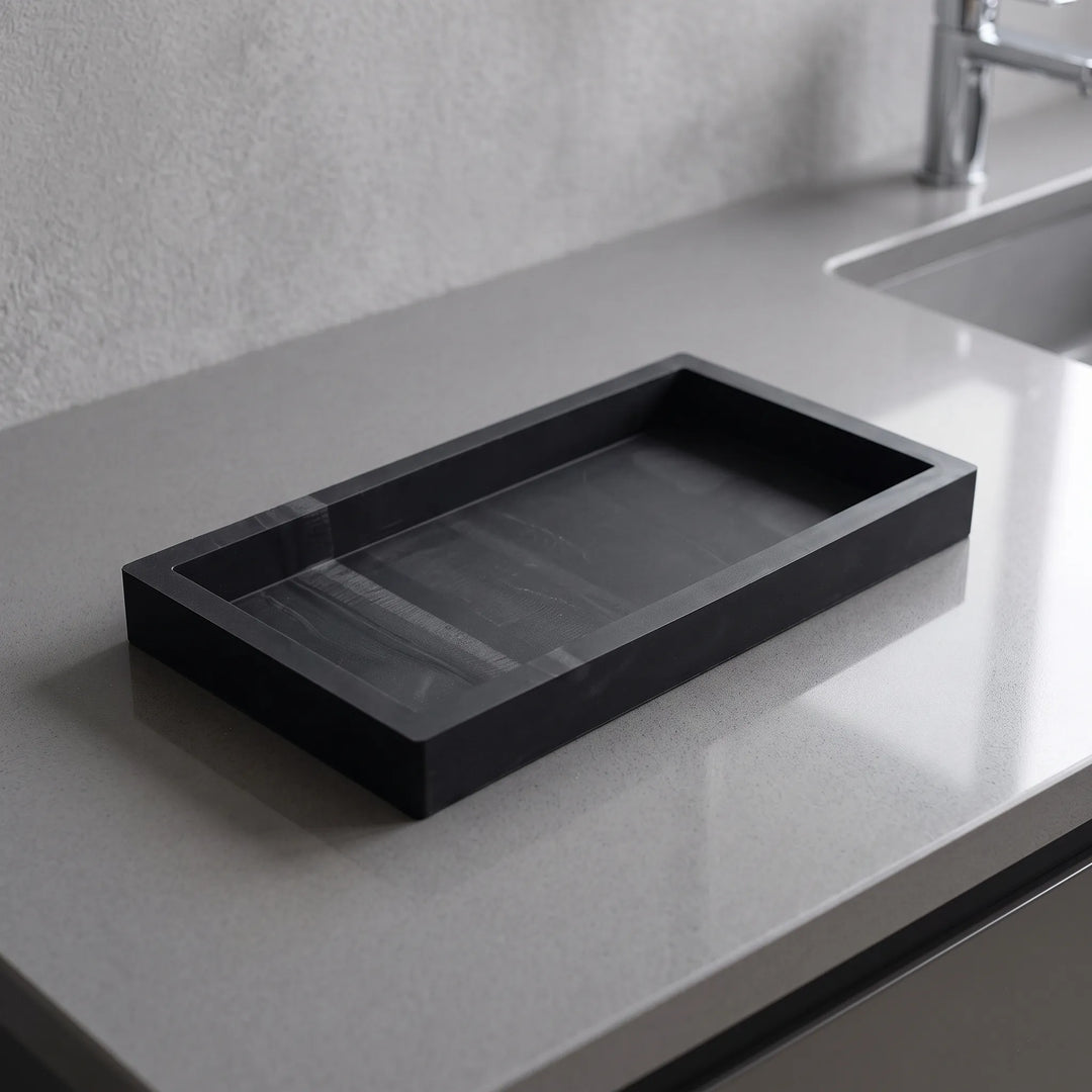 Rectangular Stone-Effect Bathroom Vanity Tray - Aligna