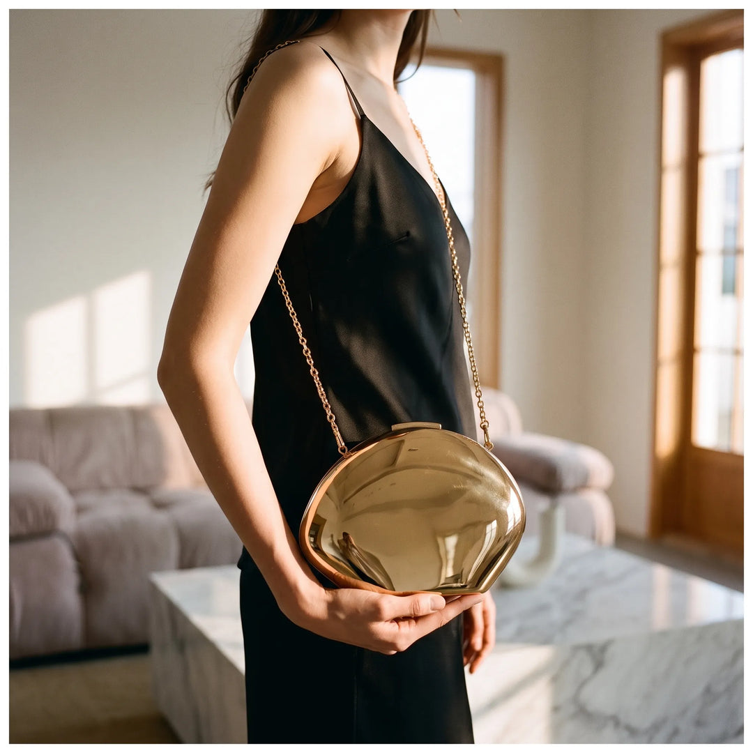 Reflective Hard-Shell Evening Clutch Bag - Oystelle