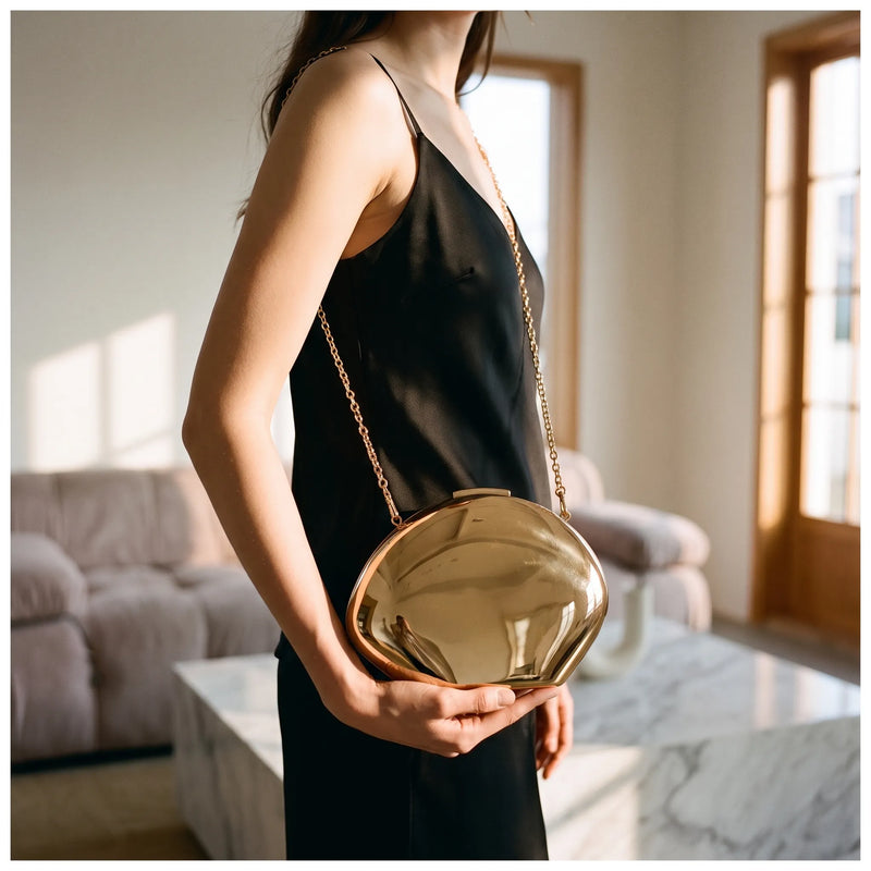 Reflective Hard-Shell Evening Clutch Bag - Oystelle
