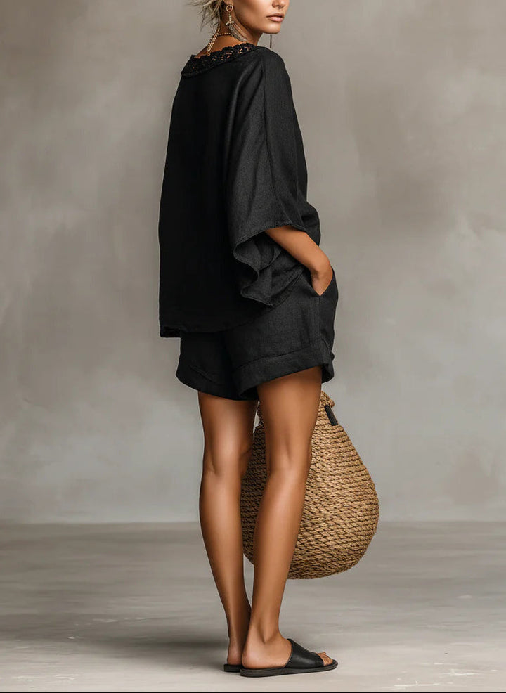 Relaxed Black Summer Shorts Co-Ord - Lela