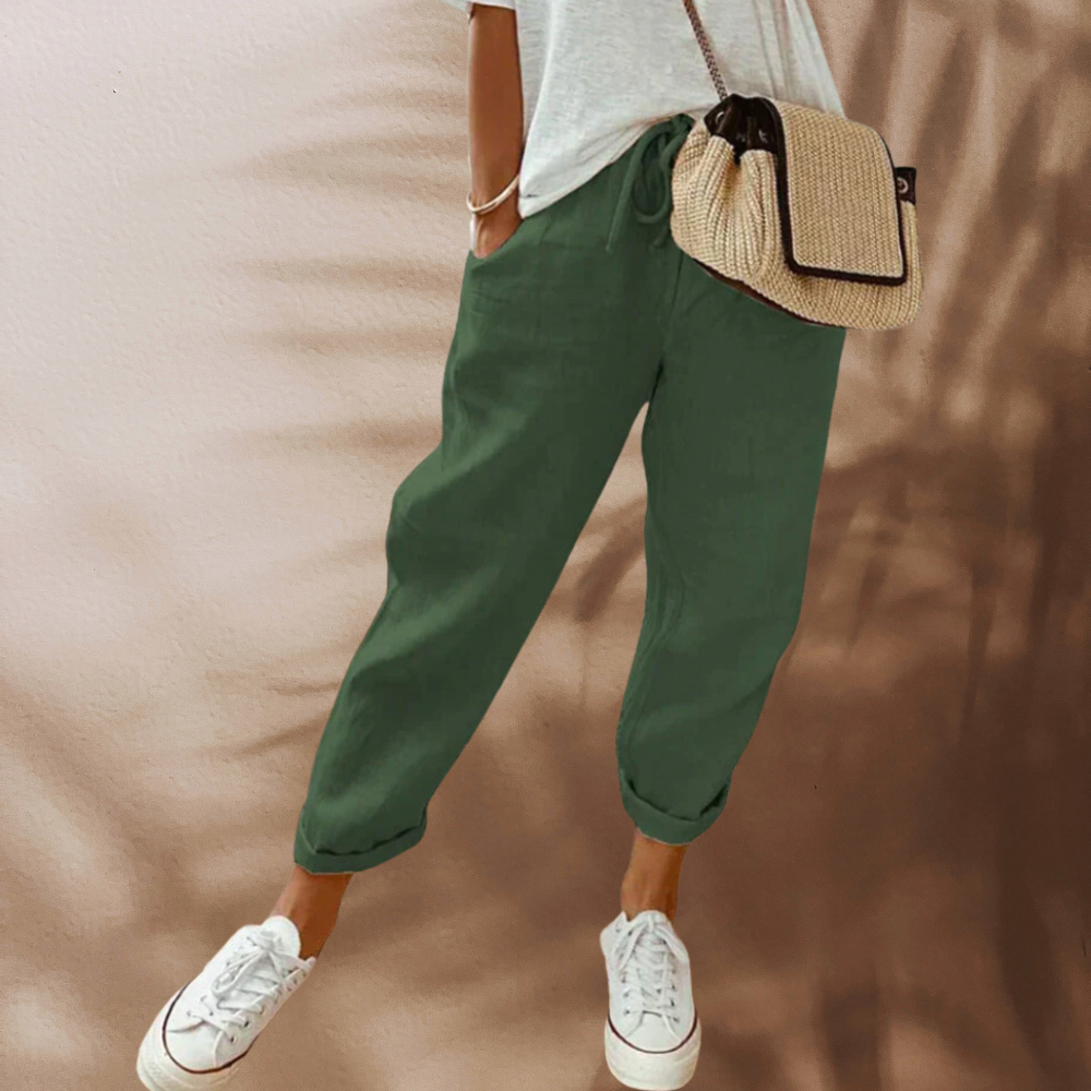 Relaxed Fit Cropped Summer Trousers - Elisa