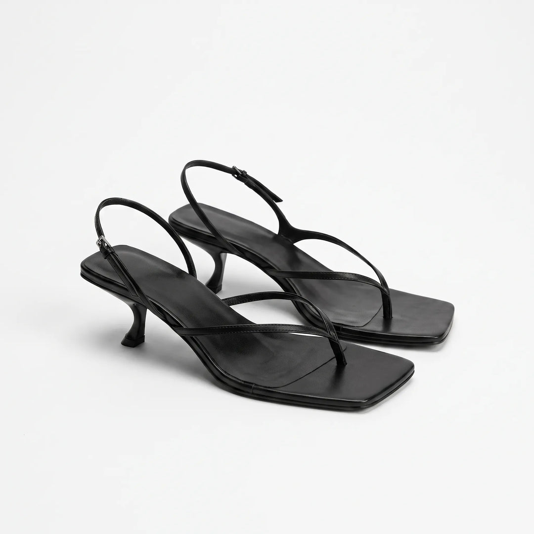 Retro Brown Kitten Heel Sandals - Laura