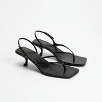 Retro Brown Kitten Heel Sandals - Laura