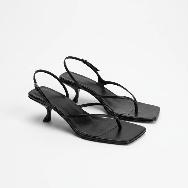 Retro Brown Kitten Heel Sandals - Laura