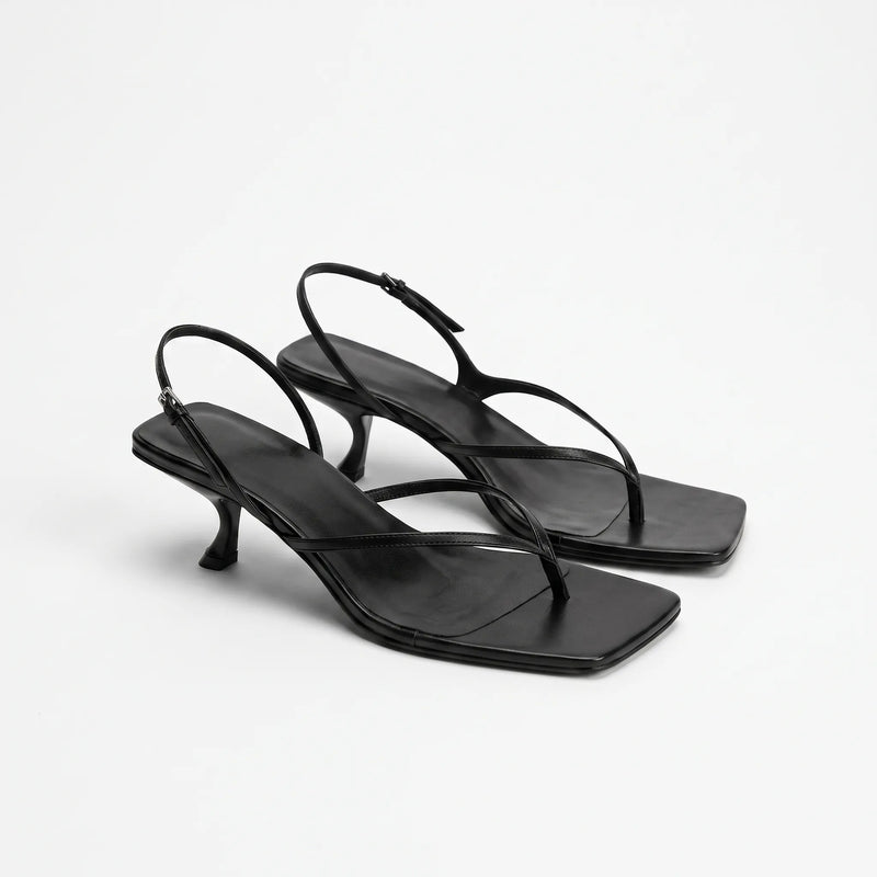 Retro Brown Kitten Heel Sandals - Laura