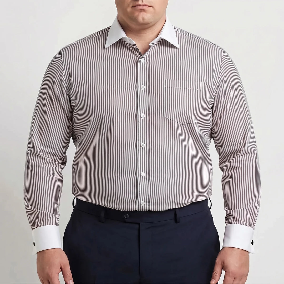 Retro Striped Long-Sleeve Button-Up Shirt - Danny