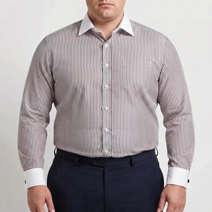 Retro Striped Long-Sleeve Button-Up Shirt - Danny
