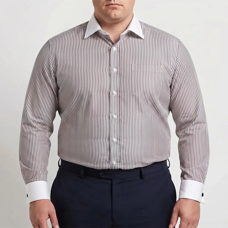 Retro Striped Long-Sleeve Button-Up Shirt - Danny