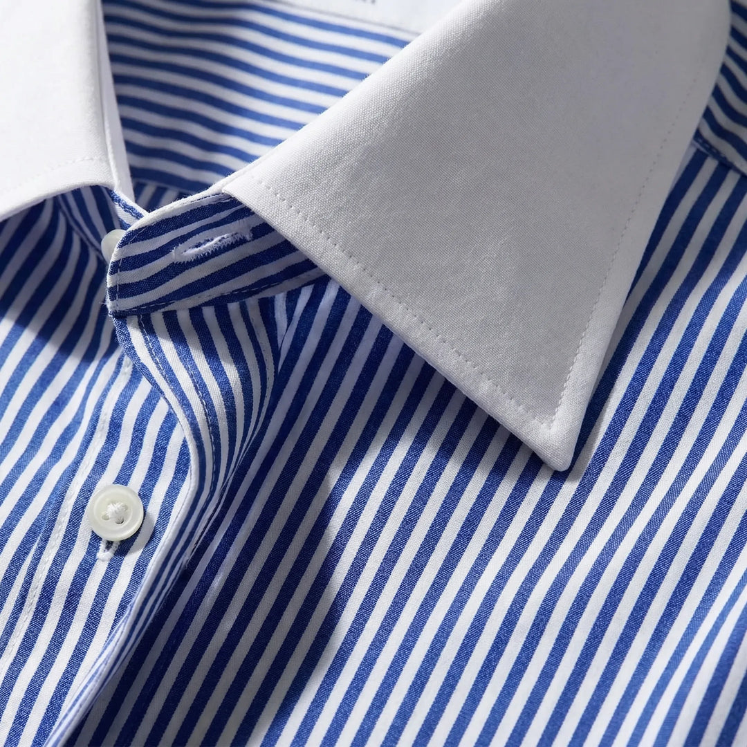Retro Striped Long-Sleeve Button-Up Shirt - Danny