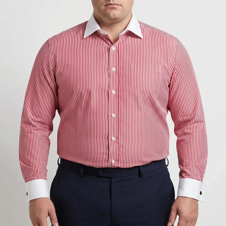 Retro Striped Long-Sleeve Button-Up Shirt - Danny
