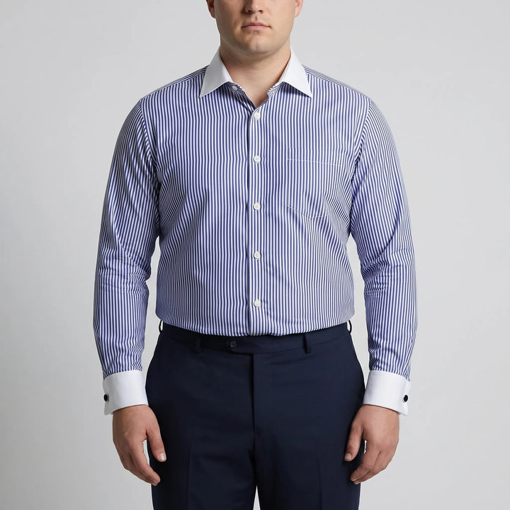Retro Striped Long-Sleeve Button-Up Shirt - Danny