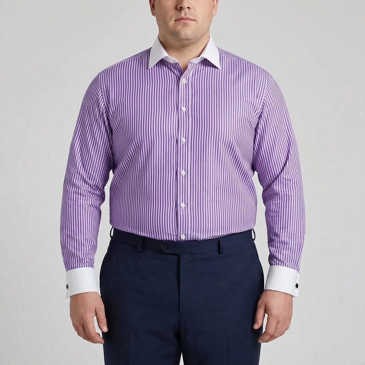 Retro Striped Long-Sleeve Button-Up Shirt - Danny