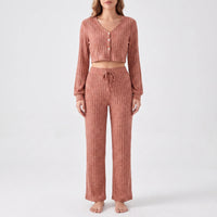 Ribbed Knit Long Sleeve Pyjama Set - Brenda