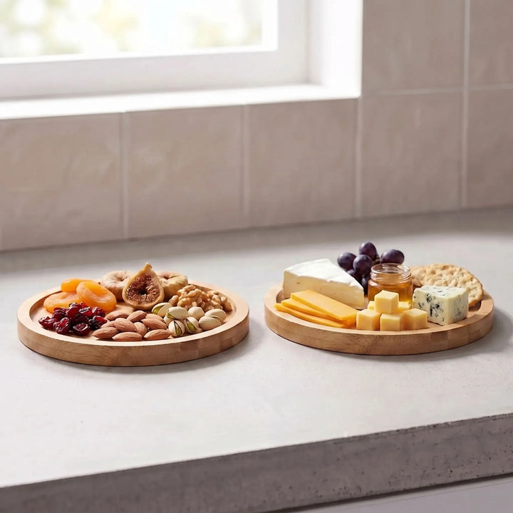 Round Natural Serving Platters - HostAura