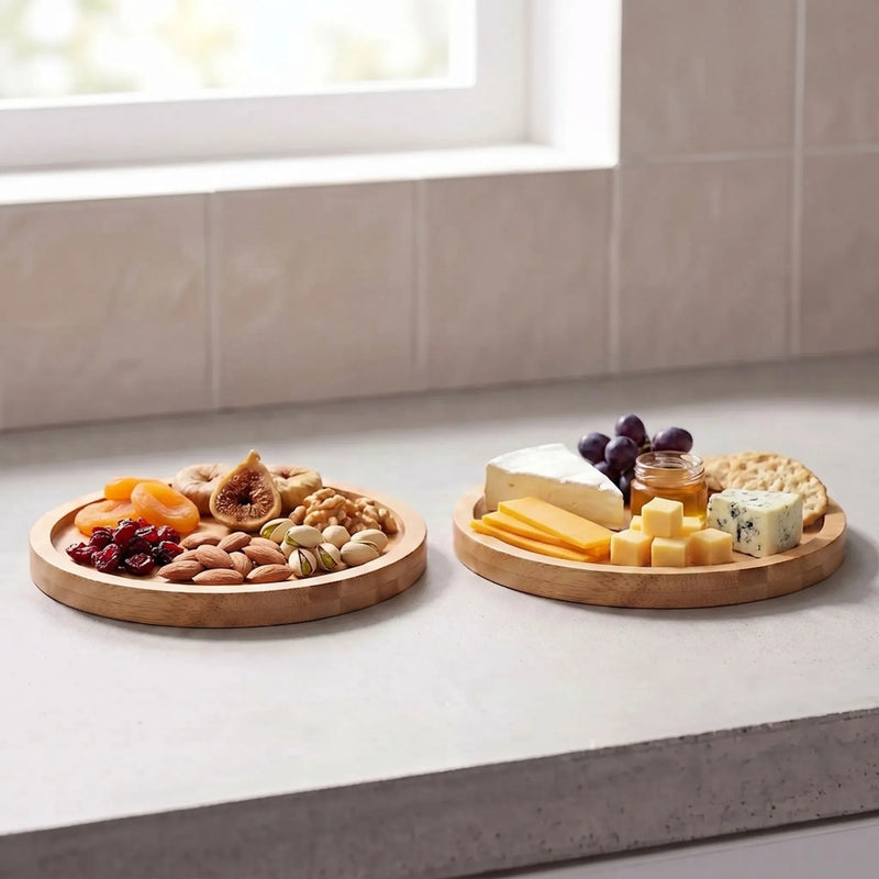 Round Natural Serving Platters - HostAura