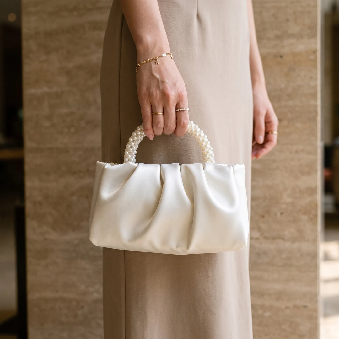Ruched Bridal Clutch Bag - Luminelle