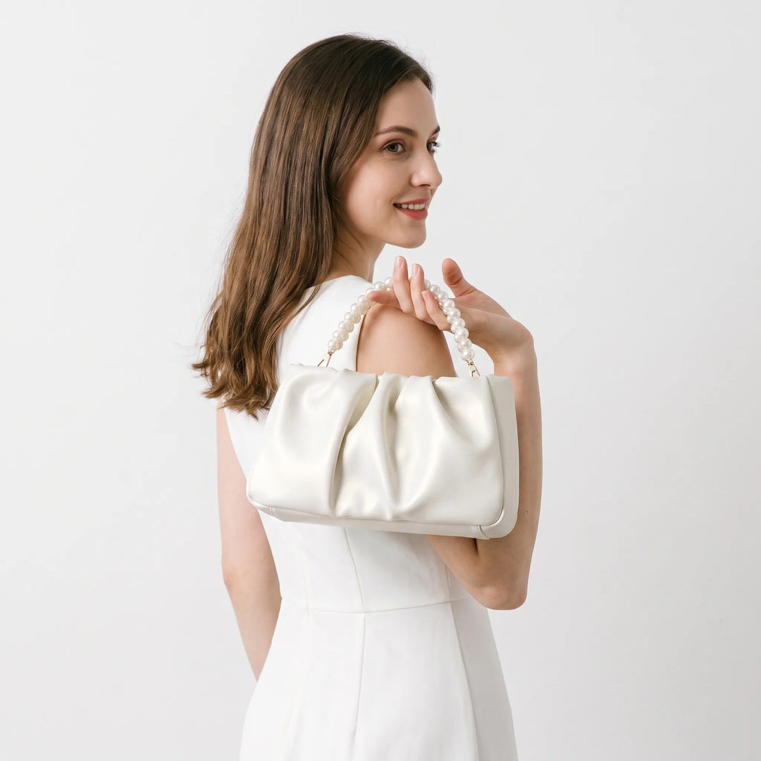 Ruched Bridal Clutch Bag - Luminelle