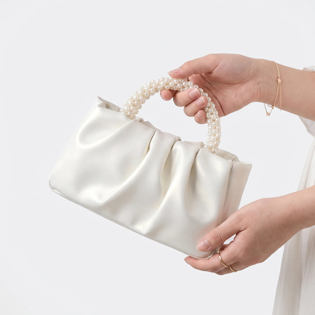 Ruched Bridal Clutch Bag - Luminelle