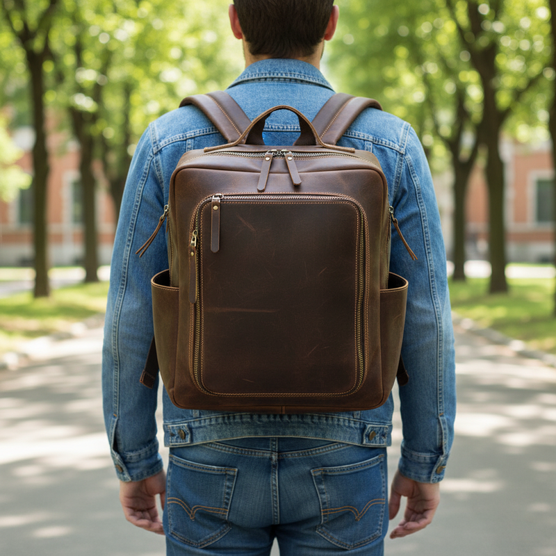 Rugzak Z Crazy Horse Skóry - LuxeBackpack