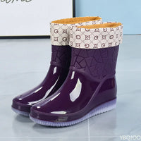 Ladies' half-height waterproof rain boots with pattern & non-slip sole – Marvella