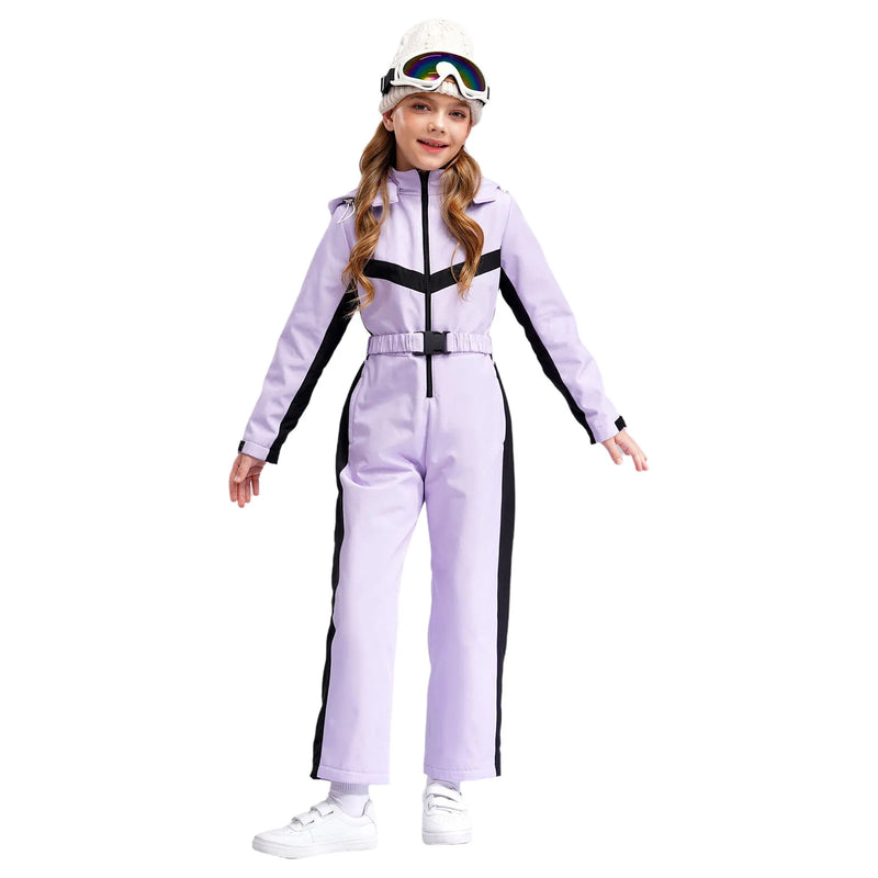 Waterproof one-piece ski suit for girls with fleece lining – Alina