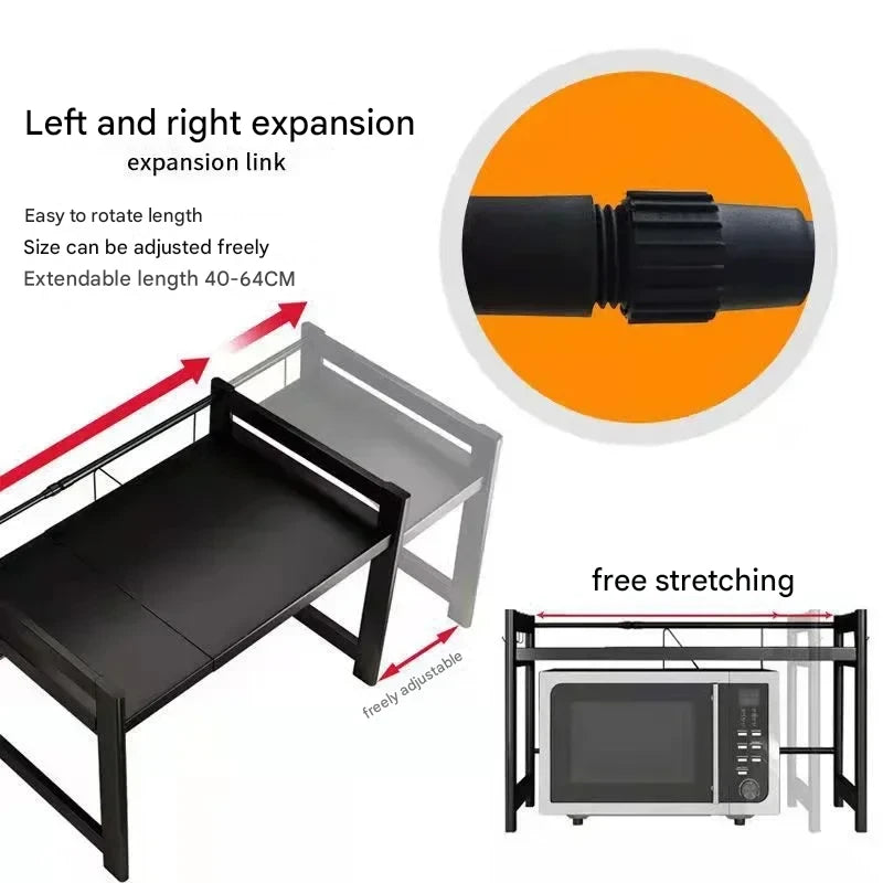 Carbon Steel Retractable Double-Layer Kitchen Shelf – Milo