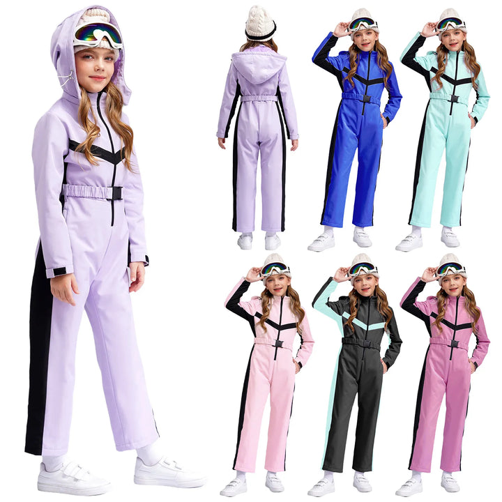Waterproof one-piece ski suit for girls with fleece lining – Alina