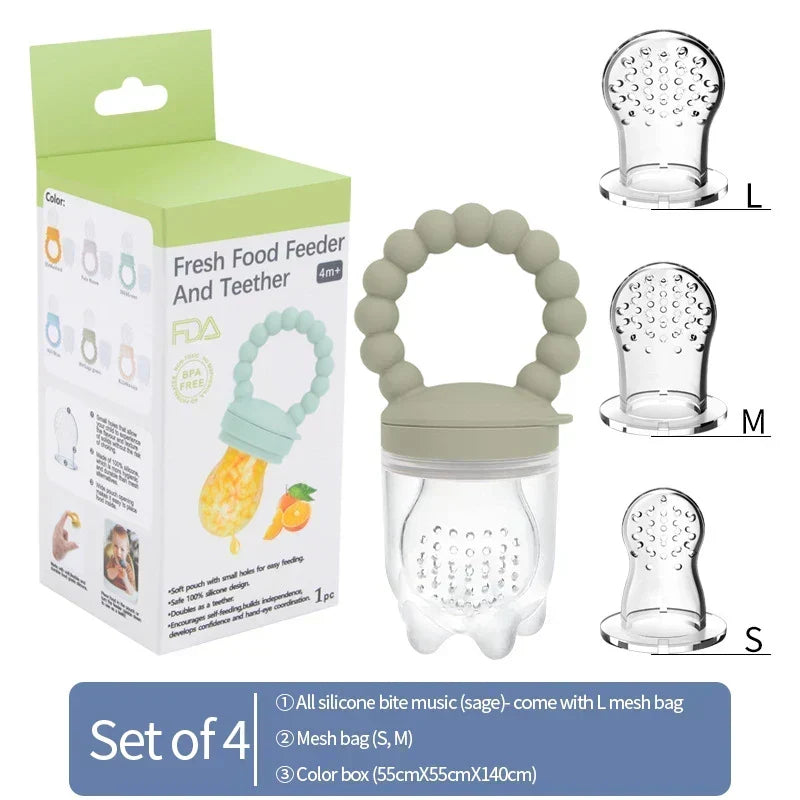 Fruit feeder for babies – safe to chew & helps them learn to eat independently (Buy one, get one free)