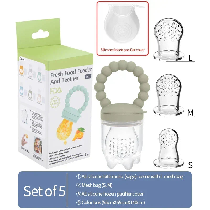 Fruit feeder for babies – safe to chew & helps them learn to eat independently (Buy one, get one free)