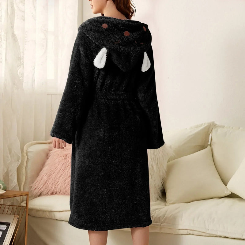 Warm flannel bathrobe with hood and bunny ears – BunnyHug
