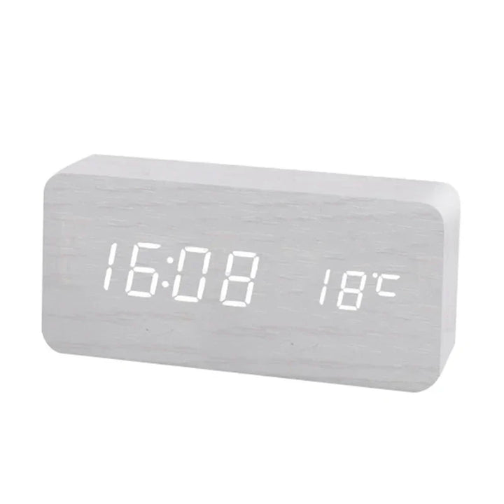 Digital wooden alarm clock with LED display – WoodSync