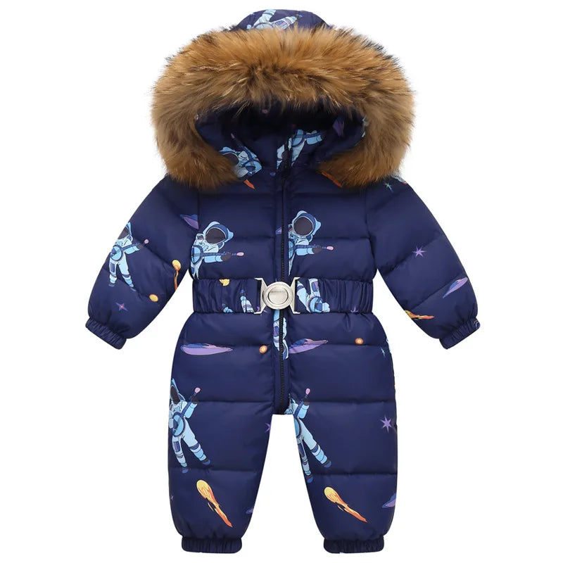 Lined, waterproof winter suit with hood and belt – Winterzauber Niko