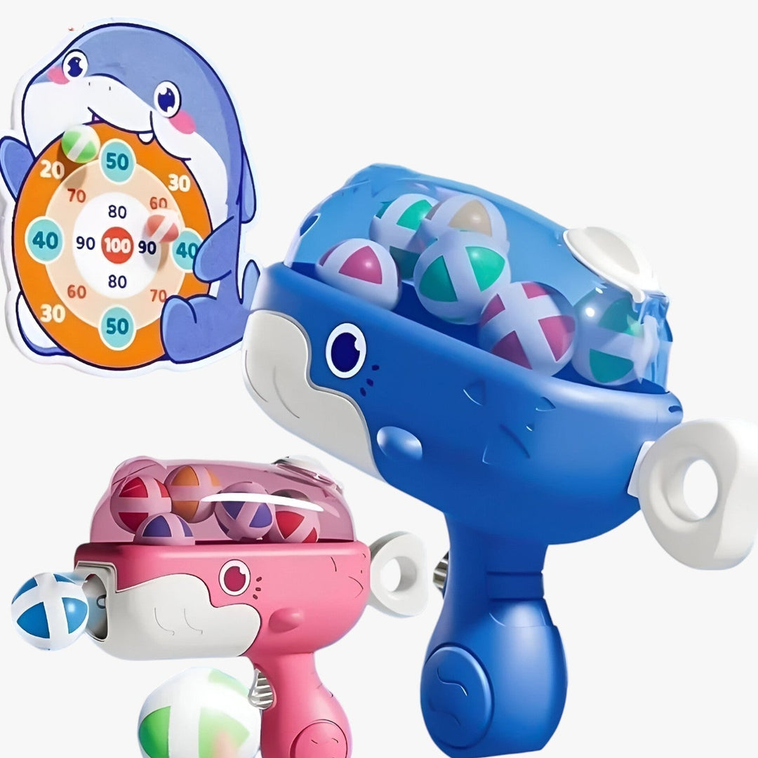StickyBall Set 'Whale' – Safe shooting fun for children, indoors and outdoors