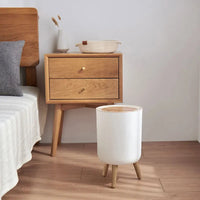 Wooden High Foot Trash Can with Press Cover – EcoBin
