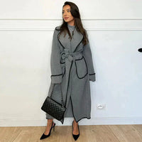 Long women's coat with contrast stitching – Autumn Magic Viviane