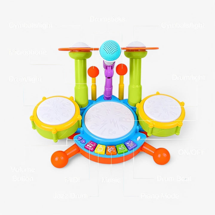 Interactive learning drum kit with microphone for toddlers – Rhythm Fun Mini