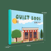 Interactive learning book for toddlers with Velcro activities and a storage pouch.
