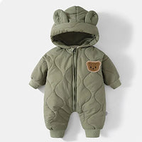 Hooded baby snowsuit with bear motif – cosy & warm for winter