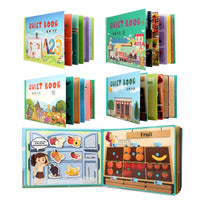 Interactive learning book for toddlers with Velcro activities and a storage pouch.